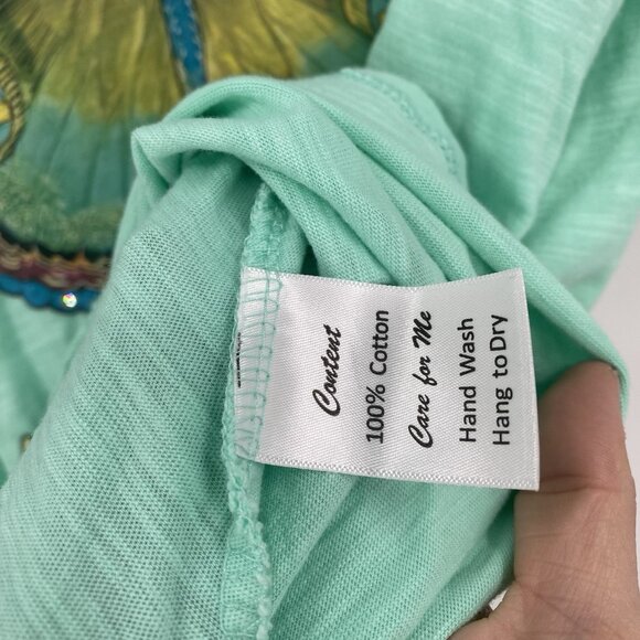 A Rare Bird Teal Pretty On The Inside Handmade Tattered Tee L/XL Oversized - Picture 14 of 16